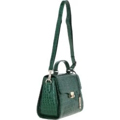 Leather Crocodile Print Shoulder Bag Green: C-55 -Luxe Style Central ashwood leather crocodile print shoulder bag green c 55 p5430 19634 image