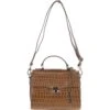 Leather Crocodile Print Shoulder Bag Tan: C-55