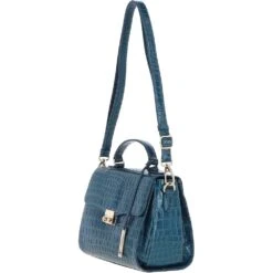 Leather Crocodile Print Shoulder Bag Teal: C-55 -Luxe Style Central ashwood leather crocodile print shoulder bag teal c 55 p5432 19640 image