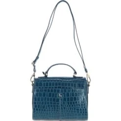 Leather Crocodile Print Shoulder Bag Teal: C-55 -Luxe Style Central ashwood leather crocodile print shoulder bag teal c 55 p5432 19641 image