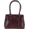 Leather Crocodile Print Two Section With Mid Purse Bag Bordeaux: C-54 -Luxe Style Central ashwood leather crocodile print two section with mid purse bag bordeaux c 54 p5424 19547 image