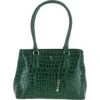 Leather Crocodile Print Two Section With Mid Purse Bag Green: C-54 -Luxe Style Central ashwood leather crocodile print two section with mid purse bag green c 54 p5425 19551 image