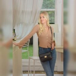 Leather Cross Body Bag Black: C-50 -Luxe Style Central ashwood leather cross body bag black c 50 p5403 22564 image