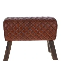 Leather Diamond Stitch Stool Medium Brown: KI-103 -Luxe Style Central ashwood leather diamond stitch stool medium brown ki 103 p5761 20534 image