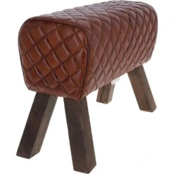 Leather Diamond Stitch Stool Medium Brown: KI-103 -Luxe Style Central ashwood leather diamond stitch stool medium brown ki 103 p5761 20535 image