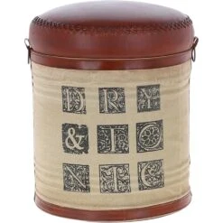 Leather Tonic Stool Brown: M-21289