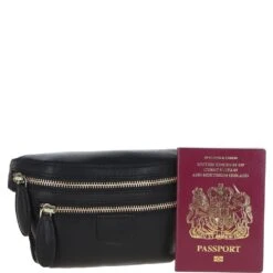 Leather Waist Bag - Black: T-74 -Luxe Style Central ashwood leather waist bag black t 74 p6753 24595 image