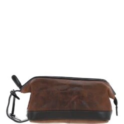 Leather Wash Bag Brown: LOU