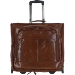 Leather Wheeled Suit Carrier Chestnut : 89149