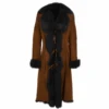 Long Length Toscana Suede Leather Coat Whisky/blk : Alaska -Luxe Style Central ashwood long length toscana suede leather coat whisky blk alaska p868 3762 image
