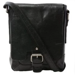 Mens Leather Flight Bag Black/crum : 8341