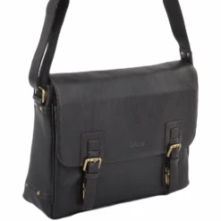 Mens Double Clasp Laptop Satchel Brown/tum : Jasper -Luxe Style Central ashwood mens double clasp laptop satchel brown tum jasper p661 2696 image