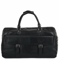 Mens Leather Travel Bag Black : Francis