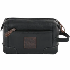 Mens Leather Wash Bag Black/mud : 4557 -Luxe Style Central ashwood mens leather wash bag black mud 4557 p596 2397 image