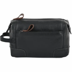 Mens Leather Wash Bag Black/mud : 4557 -Luxe Style Central ashwood mens leather wash bag black mud 4557 p596 2398 image