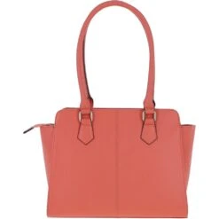 Saffiano Leather Tote Handbag Salmon: 62646 S -Luxe Style Central ashwood saffiano leather tote handbag salmon 62646 s p5233 18965 image