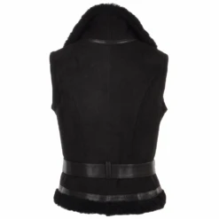 Shearling Leather And Suede Biker Gilet Black/suede : Indiana -Luxe Style Central ashwood shearling leather and suede biker gilet black suede indiana p1531 6856 image