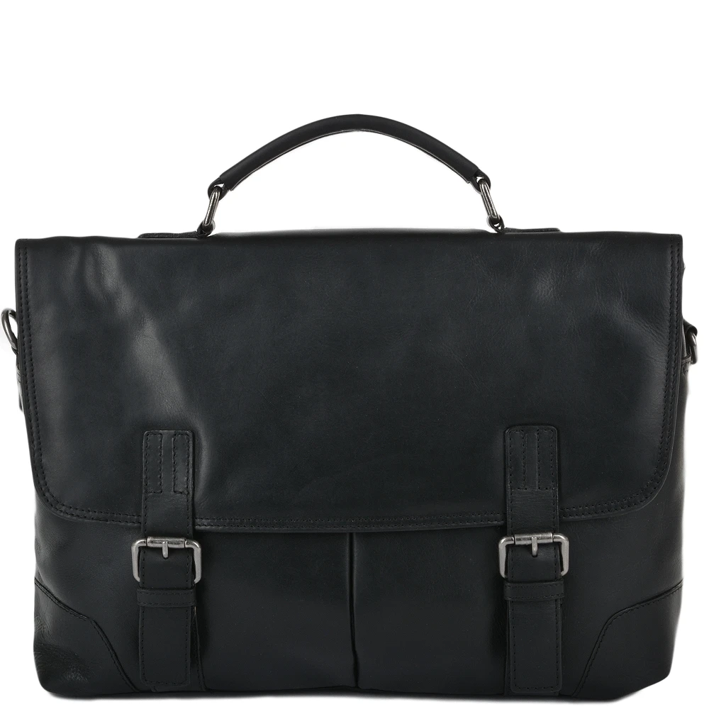 Soft Leather Handcrafted Briefcase Black : Elliot 3 Soft Leather Handcrafted Briefcase Black : Elliot