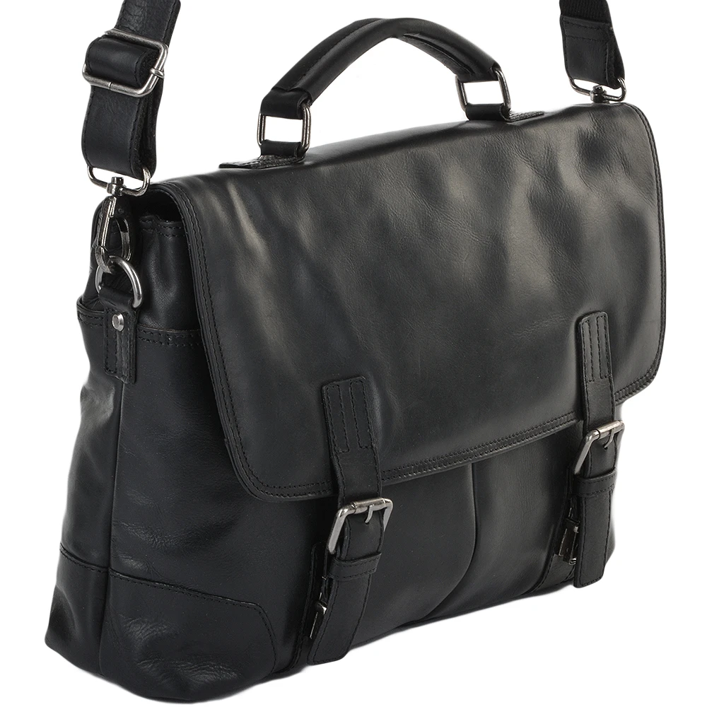 Soft Leather Handcrafted Briefcase Black : Elliot 4 Soft Leather Handcrafted Briefcase Black : Elliot - Image 2