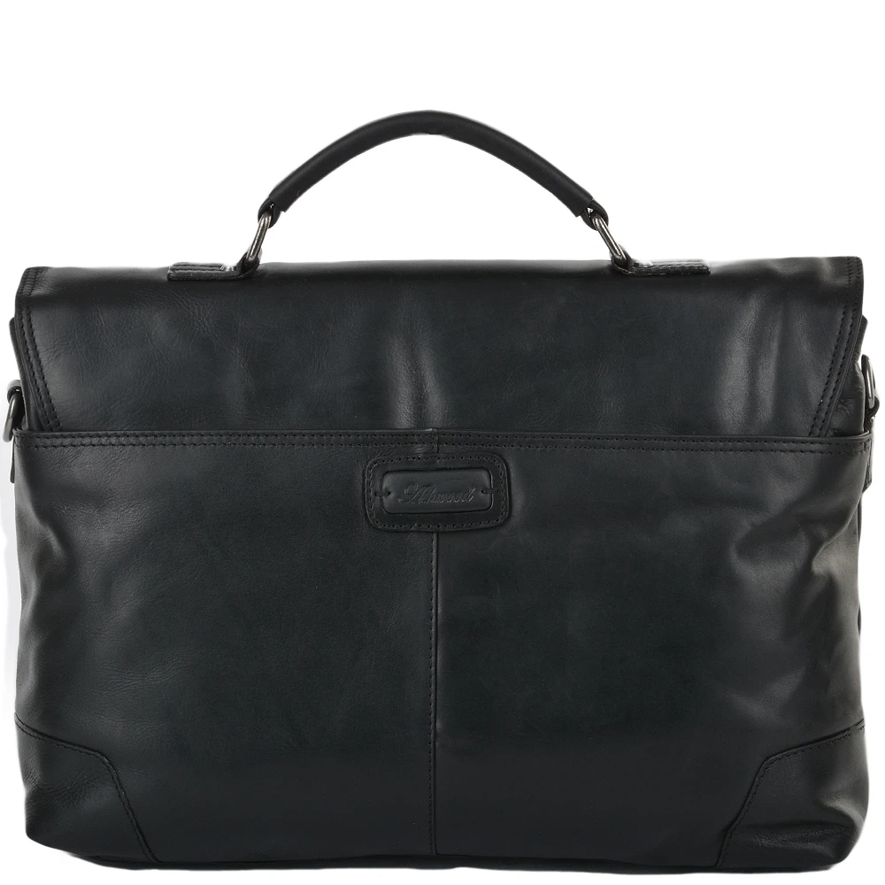 Soft Leather Handcrafted Briefcase Black : Elliot 5 Soft Leather Handcrafted Briefcase Black : Elliot - Image 3