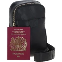 Three Pocket Leather Sling Bag - Black: T-75 -Luxe Style Central ashwood three pocket leather sling bag black t 75 p6755 24597 image