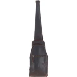 Three Pocket Leather Sling Bag Brown : K-43