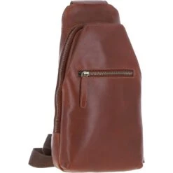 Three Pocket Leather Sling Bag Chestnut : K-43 -Luxe Style Central ashwood three pocket leather sling bag chestnut k 43 p7324 26882 image
