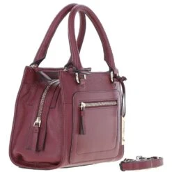 Three Section Leather Tote Shoulder Bag Wine: Z-73 -Luxe Style Central ashwood three section leather tote shoulder bag wine z 73 p7006 25574 image