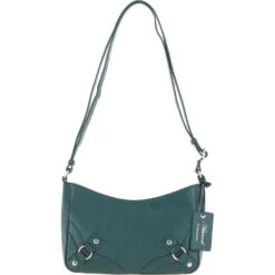 Top Zip Leather Crossbody Bag Green: Z-78