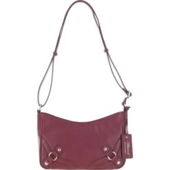 Top Zip Leather Crossbody Bag Wine: Z-78
