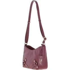 Top Zip Leather Crossbody Bag Wine: Z-78 -Luxe Style Central ashwood top zip leather crossbody bag wine z 78 p7026 25664 image