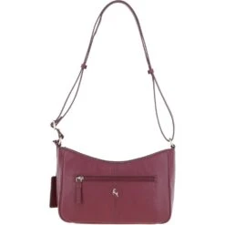Top Zip Leather Crossbody Bag Wine: Z-78 -Luxe Style Central ashwood top zip leather crossbody bag wine z 78 p7026 25665 image