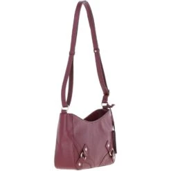 Top Zip Leather Crossbody Bag Wine: Z-78 -Luxe Style Central ashwood top zip leather crossbody bag wine z 78 p7026 25666 image