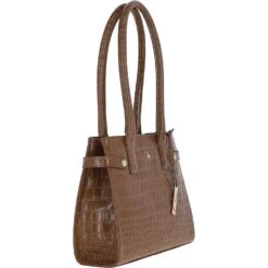 Two Section Leather Tote Bag Tan: C-52 -Luxe Style Central ashwood two section leather tote bag tan c 52 p5416 19538 image