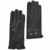 Two Tone Finger Detail Leather Gloves Black/Taupe : 007