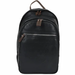 Unisex Leather Backpack Black/mud : 4555