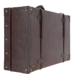 Vintage Large Leather Trunk Brown: VIN-26 -Luxe Style Central ashwood vintage large leather trunk brown vin 26 p6090 21940 image