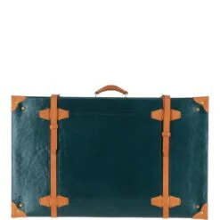 Vintage Large Leather Trunk Green: VIN-26