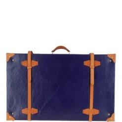 Vintage Large Leather Trunk Navy: VIN-26