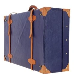 Vintage Large Leather Trunk Navy: VIN-26 -Luxe Style Central ashwood vintage large leather trunk navy vin 26 p6092 21948 image