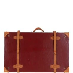 Vintage Large Leather Trunk Red: VIN-26