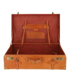 Vintage Large Leather Trunk Tan: VIN-26 -Luxe Style Central ashwood vintage large leather trunk tan vin 26 p6093 21952 image