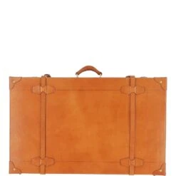 Vintage Large Leather Trunk Tan: VIN-26 -Luxe Style Central ashwood vintage large leather trunk tan vin 26 p6093 21954 image