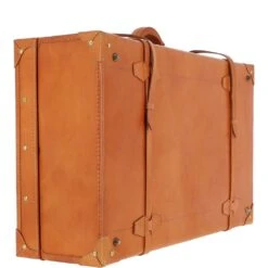 Vintage Large Leather Trunk Tan: VIN-26 -Luxe Style Central ashwood vintage large leather trunk tan vin 26 p6093 21955 image