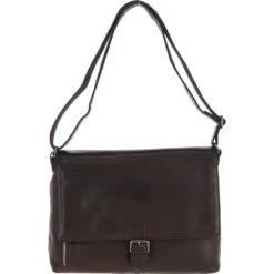 Waxy Leather Messenger Laptop Bag Brown: W-74