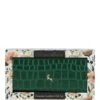 Womens Croc 7 Card Large Leather Purse Green: C-05