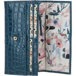 Womens Croc 7 Card Large Leather Purse Teal: C-05 -Luxe Style Central ashwood womens croc 7 card large leather purse teal c 05 p5999 21425 image