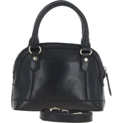 Womens Small Leather Tote Bag Black: T-82