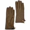 Zip And Stitch Detail Leather Gloves Taupe : 373 -Luxe Style Central ashwood zip and stitch detail leather gloves taupe 373 p1696 7513 image