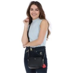 Zip Top Leather Cross Body Bag Black: 63594 -Luxe Style Central ashwood zip top leather cross body bag black 63594 p6795 25008 image